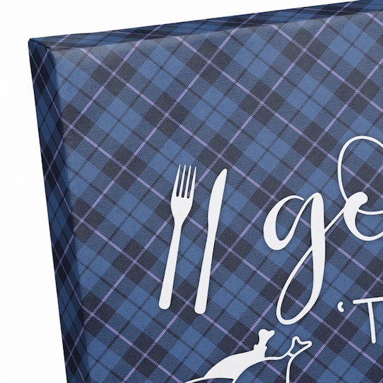 Blue Plaid Gobble 'Til You Wobble Canvas Wall Art